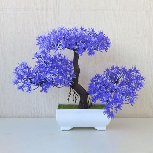 Alanmoship Realistisch für Mini-Bonsai-Baum, Willkommens-Hochzeitsdekoration, 26 x 18,5 cm, Blau