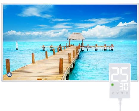 Hocosyme Infrarotheizung Bild 1000W, 1-3 Min auf Betriebstemperatur bis 120 Grad - Geeignet für Schlafzimmer, Büro, Küche, Badezimmer - mit Touch-Thermostat - Seebrücke