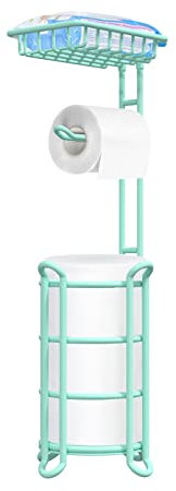 TreeLen Portarrollos de Papel higiénico TreeLen Independiente con Estante, Soporte de Papel para baño con Estante para teléfono/toallitas/Mega Rollos, Color Verde Menta