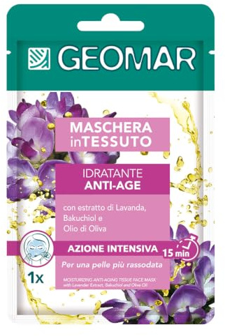 GEOMAR | Maschera Viso Tessuto, Idratante Anti-Age, 6 x 22 ml | Dermatologicamente Testata