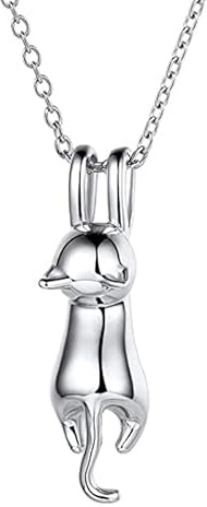 KUMSODE Collar de gato collar con colgante de gato, para mujer, colgante de gato de plata esterlina, collar de joyería de gato de moda, regalo para la madre, novia, amante de los gatos