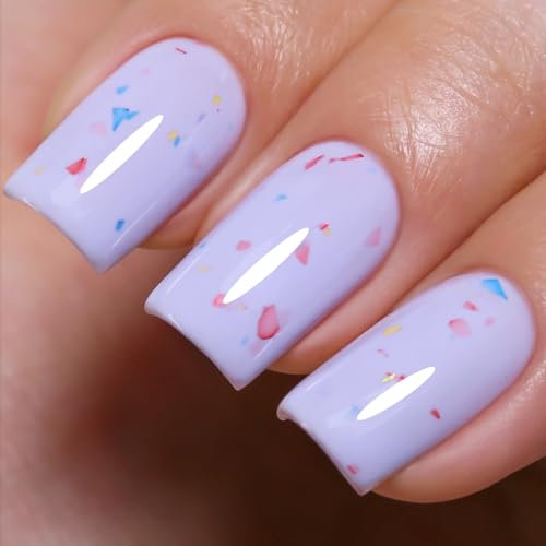 Ozzeal Pastel Gel Polish,15ML Light Purple Flake Glitter Gel Nail Polish Macaron Spring Summer LED UV Speckled Sparkle Art Starter Manicure Salon Nail