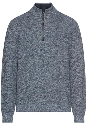 camel active Men's Knitted Troyer with Mottled Structure, Blue (ink blue), XX-Large