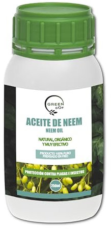 GREENGOF Aceite de Neem 250ml - Solución Natural Multiusos - Alta Eficacia - Extracción en Frío - Aplicación Sencilla para Uso Interior y Exterior - 100% Orgánico y Natural - Árbol Azadirachta