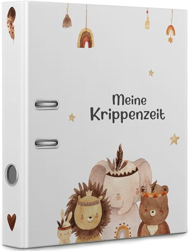 artpin® Sammelordner Meine Krippenzeit, meine Kindergartenzeit Erinnerungen Schulzeit - Kinder Ordner Geschenk Mappe Kita Schule für 350 Blatt Sammelmappe Boho (O6)