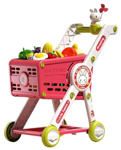 Carrito de la compra para niños de 1 a 3 años | Carrito de la compra de juguetes con accesorios para niños pequeños - Juguetes educativos Cocina de jardín de infantes para niñas Idea de regalo de