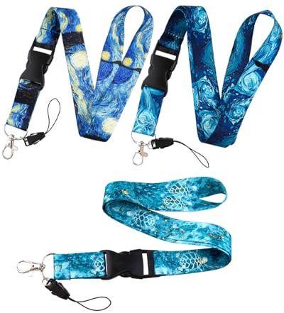 HUVZOR 3 Piezas Cordón Cuello, Cordones de Identificación con Hebilla, Correa para Llaves, Lanyard Personalizado, para Lanyard Llaves para Teléfono Móvil, USB, Llaves, Tarjetas de Identificación