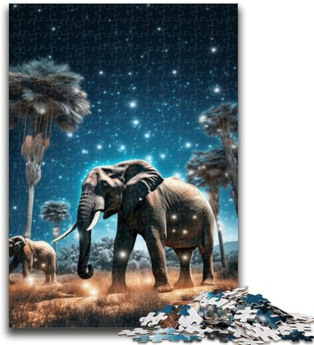 Puzzles pour Adolescents, 1 000 pièces, Motif éléphant, Jeux éducatifs, décoration Murale, Cadeaux Uniques pour Anniversaire et Noël (26x38cm)