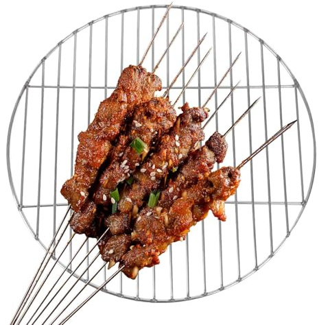 Griglia per barbecue - Griglia rotonda per barbecue in acciaio inox da 33/38 cm, griglia da campeggio portatile resistente al calore | Griglia da campeggio durevole per feste in giardino sul cortile