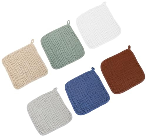 Ciieeo Paños para Eructar Bebés 6 Piezas 6 Capas de Muselina Algodón 100% Puro Absorbentes Suaves Bordes Reforzados para Recién Nacidos Cuidado Piel Delicada Uso Múltiple Baberos y