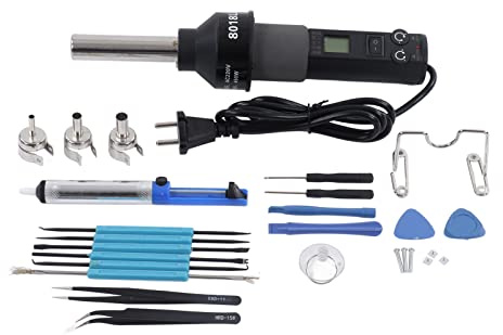 Pistola de aire caliente portátil con pantalla LCD para soldar y desoldar - Pistola de calor electrónica ajustable de 220 V para reparación de placas de circuito - Herramienta de