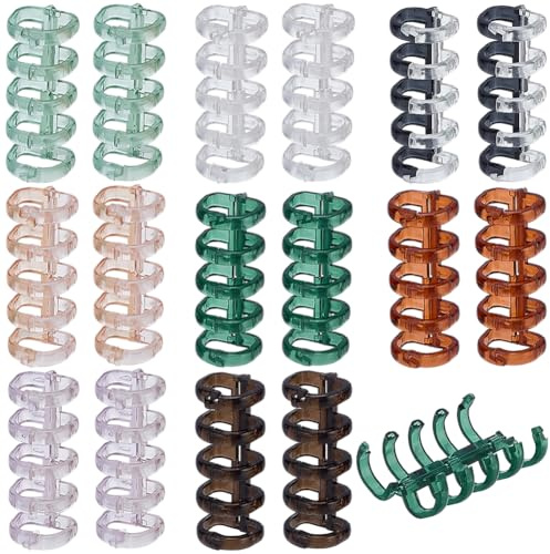 SOFPLATE 32Pcs 8 Colors 5 Binder Rings Colored Loose Leaf Rings Plastic Assorted Snap Split Hinged Translucent Binding Spines Combs for DIY Scrapbook Photo Album Notebook Travel Diary Office Supply