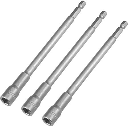 Sourcingmap 3 Pcs 1/4 Quick-Change Hex Shank 8mm Magnetic Nut Setter Driver Drill Bit, 150mm Length, Metric
