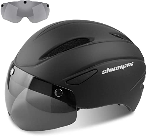 Shinmax Fahrradhelm Herren Damen Fahrradhelm mit Visier Abnehmbarer Magnetischem Schutzbrille für Männer Frauen Erwachsene Mountainbike Road Fahrrad Helm Einstellbarer MTB Ski Snowboard