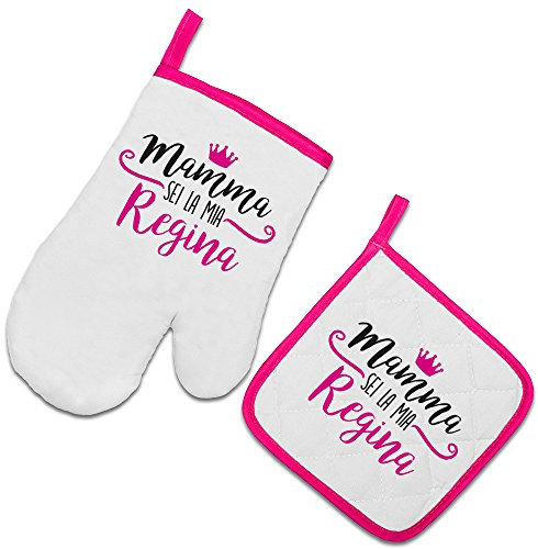 Babloo Set da Cucina Guanto da Forno e Presina Festa della Mamma Mamma Sei la mia Regina Guanto + PRESINA
