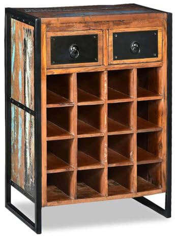 vidaXL Weinregal 16 Flaschen Altholz Weinständer Flaschenregal Weinschrank