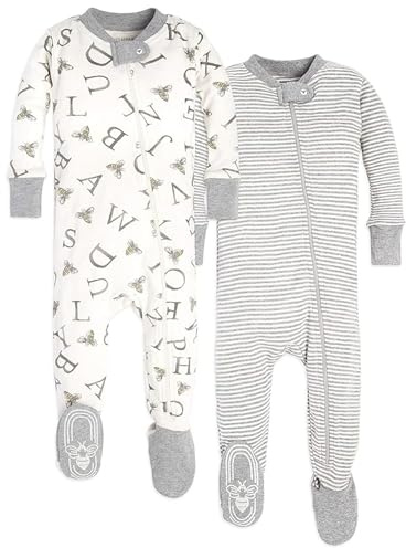 Burt's Bees Baby Baby Boys Pajamas, One-Piece Footed Sleeper PJs, Non-Slip Snug Fit for Infants 12, 18, and 24 Months