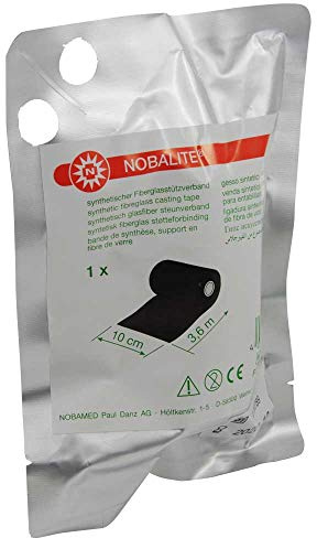 NOBALIT svart syntetiskt stödförband gjutförband gips förband, glasfiber, 10 cm, 1 st