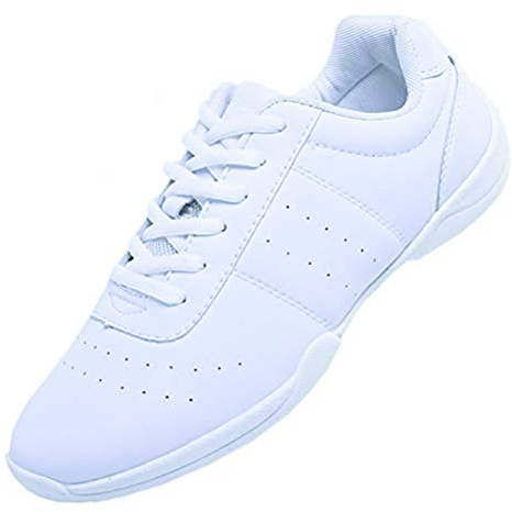 WUIWUIYU Women's Girls' Lace-Up Sport Sneakers Training Cheerleading Dance Shoes Size 4 UK White