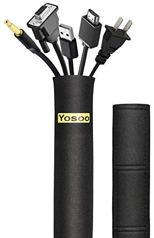 Ymiko Adjustable Wire Hider Cable Management Sleeve Flexible Neoprene Cord Sleeves Wrap Cover for Home and Office