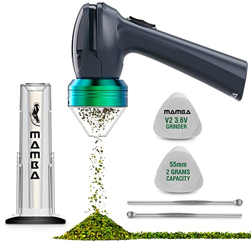Mamba Grinders MÉTAL VERT 2Gr. Moulin à Herbes Électrique, Rechargeable par USB, Meule en Alliage d'Aluminium, Broyeur à Épices avec Kit d’Accessoires – Charger complètement avant utilisation