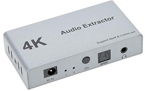 cigemay Extracteur Audio HDMI, séparateur d'extracteur Audio 4K 2 en 1 Sortie, 30hz-HDMI vers HDMI SPDIF Optique + 3,5 mm