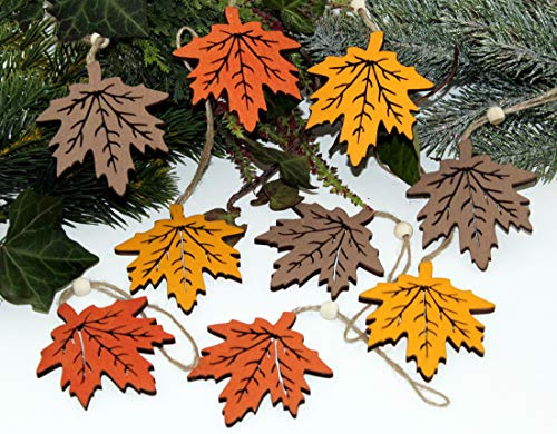 9er Set Anhänger Blatt Ahorn Herbst Deko Holz Herbstanhänger Holzanhänger Dekoanhänger Herbstblätter (Blätter)
