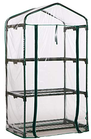 Serre à tomates 3/4 Animaux - Mini Film PE - Protection des - Tente de Jardin Balcon - 126 x 49 x 69 cm - 155 x 49 x 69 cm (sans Support en Fer)