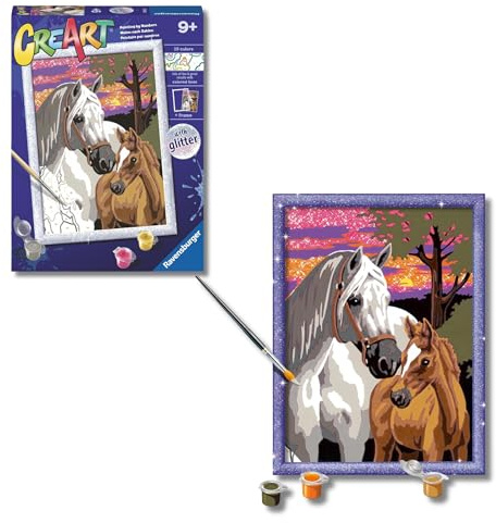 Ravensburger Sunset Horses Paint by Numbers Kit for Kids - 20052 - Painting Arts and Crafts for Ages 9 and Up