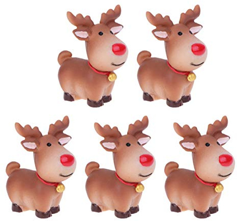 Happyyami 5Pcs Weihnachten Mini Rentier Statue Aus Harz Tier Kuchen Topper
