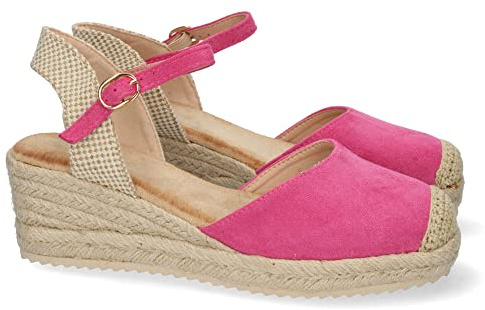 shoes&blues.es Sandalia de Cuna para Mujer, Forrado de Yute, Pala Cerrada, y Cierre de Hebilla, Primavera Verano 2022