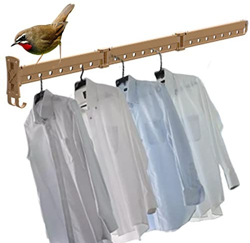 SRHMYJJ Clothes Hanger Rack,Wall Mounted Folding Retractable Clothes Drying Rack for Balcony Railing Wardrobe Frame Dormitory Bed Frame Temporary Table Corner (Aluminum) (Three Fold Gold)