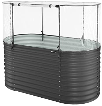 Zipper Hochbeet mit Abdeckung ZI-BGWH150 | verzinktes Stahlbleck | Abdeckung mit PE-Folie, Anthrazit, 160x80x82 cm