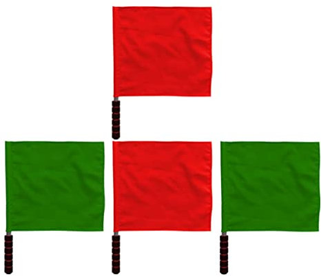 HAPINARY 4stücke Teiliges Schiedsrichter Handfahnen Kleine Signalflaggen Rot Grün Leichte Sportgeräte Mit Rutschfestem Griff Für Fußball Leichtathletik Rugby Volleyball