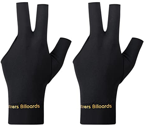 Tokaneit Billard Snooker Queue Handschuhe,Billardhandschuhe,3 Finger Queue Handschuhe,Atmungsaktive Elastische Billardhandschuhe,Billardzubehör,Unisex,Geeignet für Anfänger und Profis Schwarz 2 Stück