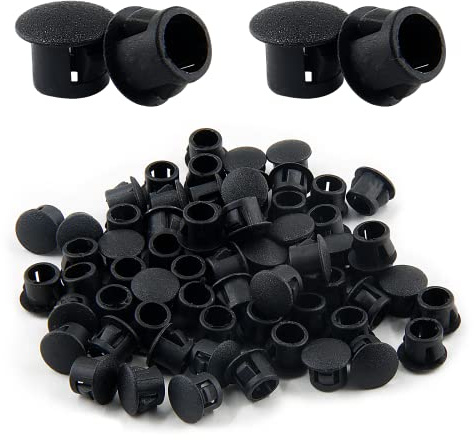 Cjueiom 60pcs 6mm / 1/4 Hole Plugs, Black Plastic Hole Covers