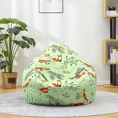 FANSU Sitzsack Waschbar Niedliche Tiere Ohne Füllung für Kinder und Erwachsene Outdoor & Indoor Stofftier Aufbewahrung mit Reißverschluss (Fuchs B, 100x120cm)
