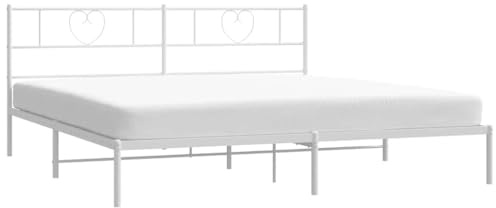 vidaXL Sängram med huvudgavel metall vit 180x200 cm, säng, metallsäng, metall sängram, sängar, metallsängar, metall sängramar, gästsäng, gästsängar