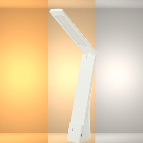 TEKLED® Rechargeable LED Desk Lamp | 3 CCT Stepless Dimmable with Minimalist Design | 9W 350LM Touch Switch with 3 Color Levels | Eye Protection for Bedside Reading, Office Work, Students