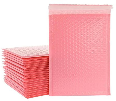 50 Stück rosa Poly-Luftpolster-Versandtaschen, gepolsterte Umschläge, mit Luftpolsterfolie gefütterte Poly-Versandtaschen für Versandverpackungen, selbstklebend, selbstklebend, 50 Stück, 18 x 23 cm