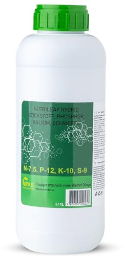 2661 Engrais Nutrileaf Hybrid Cet engrais végétal organo-minéral, engrais biologique, biostimulateur, engrais pour fleurs, engrais liquide, (azote, phosphore, potassium, soufre, acides aminés) (1L)