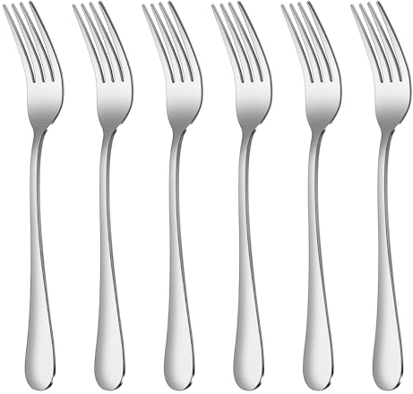 Homikit Dinner Forks Set of 6, Stainless Steel Table Forks Cutlery Sets for Daily Use/Kitchen/Restaurant, Sturdy & Healthy, Mirror Polished & Dishwasher Safe, Elegant Design