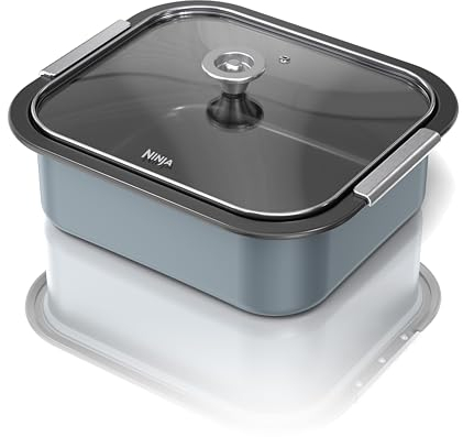 inja Combi Casserole Dish And Glass Lid, 4L Capacity, Non-Stick, Compatable with the Ninja Combi, For Baking Bread Or Slow Cooking Meats And Stews, Official Ninja Accessory, Sea Salt Grey