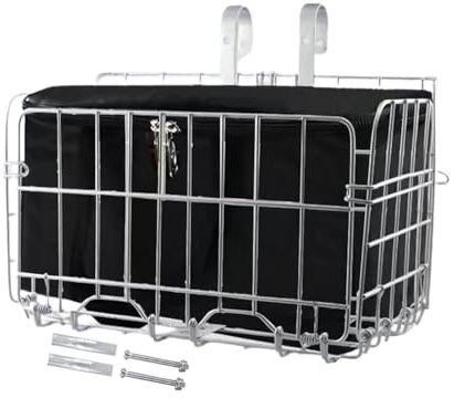 Bicycle basket, rear wheel basket, foldable bicycle basket made of metal, front basket with removable inner bag, motorcycle basket for bag, backpack, load, protective helmet