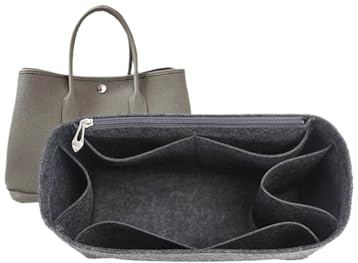 Taschen-Organizer, gefütterte Aufbewahrungstasche, Beutel-Aufbewahrungseinsatz, tragbare Kosmetiktasche for Hermès-Gartenparty(Black Gray A,for Garden Party 30)