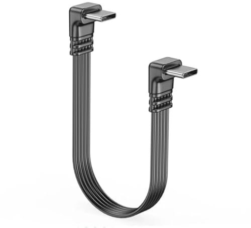 zaoalife Cable de carga tipo C, cable de carga USB C, cable corto USB C, cable USB C en ángulo recto, cable USB C a USB C corto, puerto C plano de 90 grados, transferencia de datos de alta velocidad