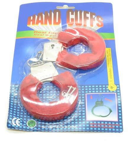 BETTER WITH FRIENDS mk2 esposas rojo, roja, policía mujer,policía,enfermero,médico, oficial de seguridad, accesorio de disfraces. de metal con la felpa