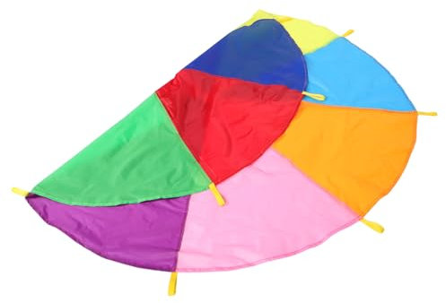 KOMBIUDA Fallschirm Für Junge Mädchen Mit Griffen Regenbogen-Fallschirm Für Agility-Training Und Spielplatz Im Freien Geeignet Für Teamspiele Und Fitnesstraining
