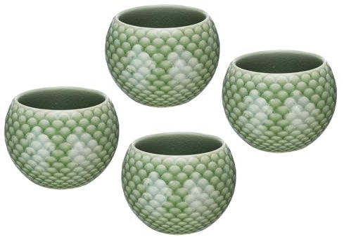 QUARKZMAN 4 Stück handgefertigte Teeschalen 150ml / 5oz chinesische japanische Teetasse Keramik Gong Fu Tee Set für Büro Zuhause Geschenke, Grün