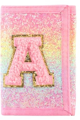 Leyeve Kids Wallets for Girls Teen,Cheap RFID Trifold wallet for 4-6-8-10-12-14-16Ages, Play Toddler Wallet for kids with Initials Zipper Coin Pocket,TriFold Childrens Wallet Novelty Birthday Gift-A